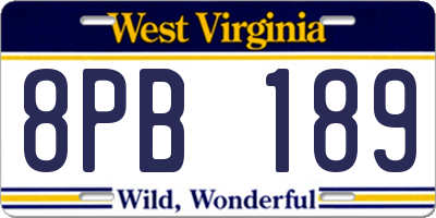 WV license plate 8PB189