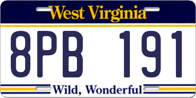 WV license plate 8PB191