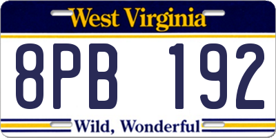 WV license plate 8PB192