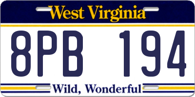 WV license plate 8PB194