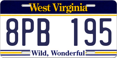 WV license plate 8PB195