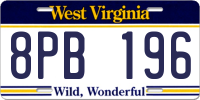 WV license plate 8PB196