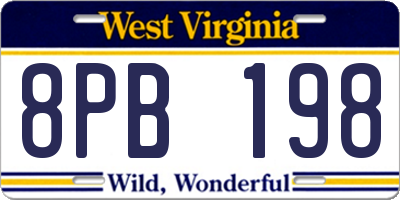 WV license plate 8PB198