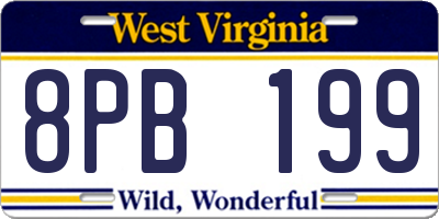 WV license plate 8PB199