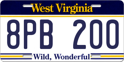 WV license plate 8PB200