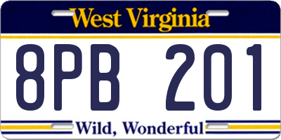 WV license plate 8PB201