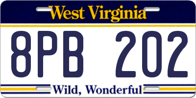 WV license plate 8PB202