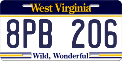 WV license plate 8PB206