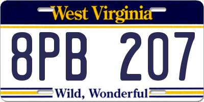 WV license plate 8PB207