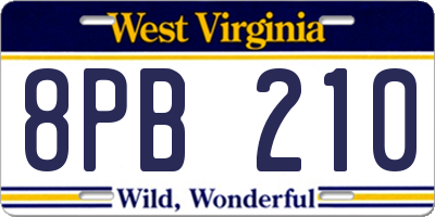 WV license plate 8PB210