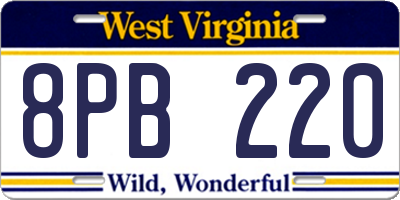 WV license plate 8PB220