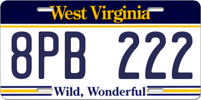 WV license plate 8PB222