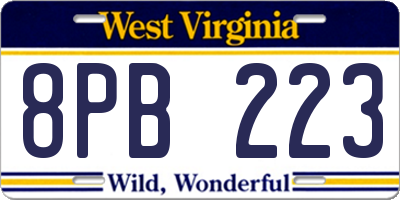 WV license plate 8PB223