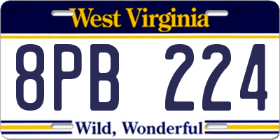 WV license plate 8PB224