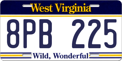 WV license plate 8PB225