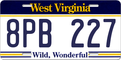 WV license plate 8PB227