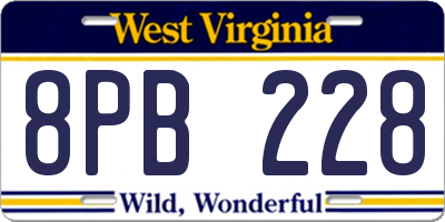 WV license plate 8PB228
