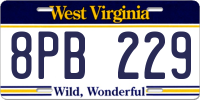 WV license plate 8PB229