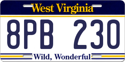 WV license plate 8PB230