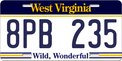 WV license plate 8PB235