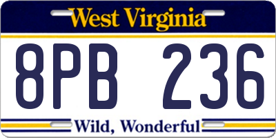 WV license plate 8PB236