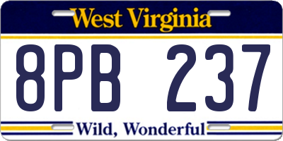 WV license plate 8PB237