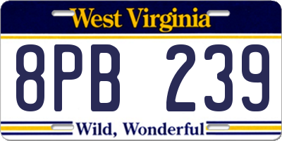 WV license plate 8PB239