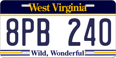 WV license plate 8PB240