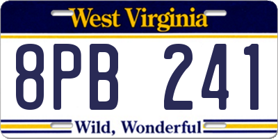 WV license plate 8PB241