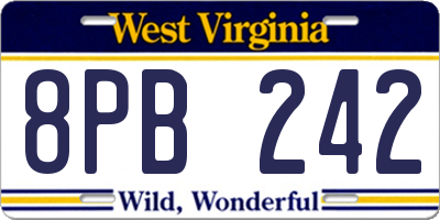 WV license plate 8PB242