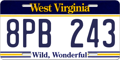 WV license plate 8PB243
