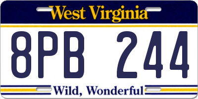 WV license plate 8PB244