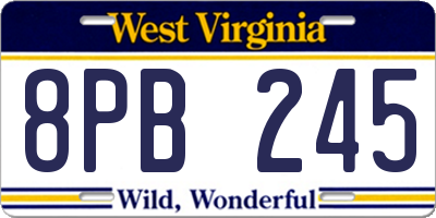 WV license plate 8PB245