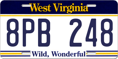 WV license plate 8PB248