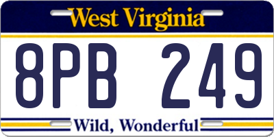 WV license plate 8PB249