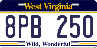 WV license plate 8PB250