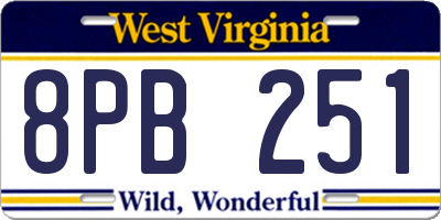 WV license plate 8PB251