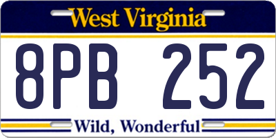 WV license plate 8PB252