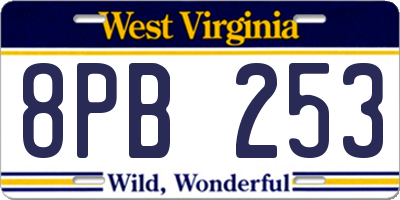 WV license plate 8PB253
