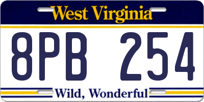 WV license plate 8PB254