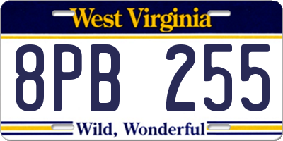 WV license plate 8PB255