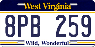 WV license plate 8PB259