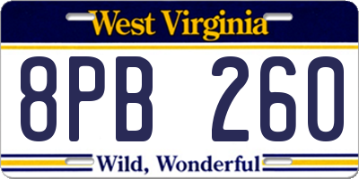 WV license plate 8PB260