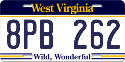 WV license plate 8PB262