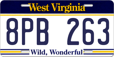 WV license plate 8PB263