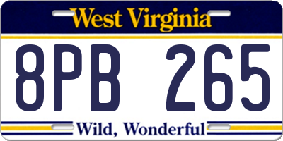 WV license plate 8PB265