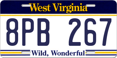 WV license plate 8PB267