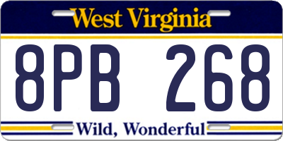 WV license plate 8PB268