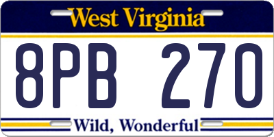 WV license plate 8PB270