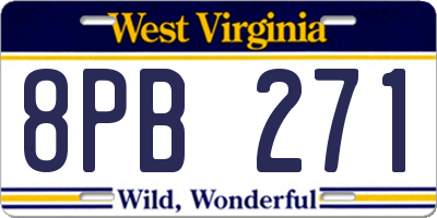 WV license plate 8PB271